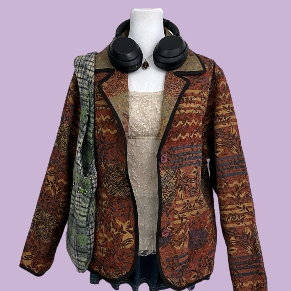 floral reversible jacket tapestry jacket boho quirky whimsygoth grunge